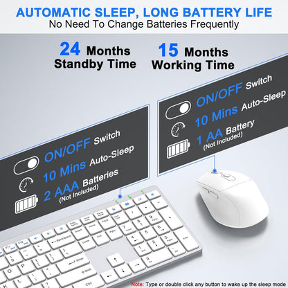 Wireless Keyboard and Mouse Combo, Full Size Silent Ultra Thin Keyboard with Magnetic Wrist Rest, Optical Mouse, 2.4G Lag-Free Cordless Mice Keyboard Set for Computer, Mac, Laptop, PC, Windows Brand: EAYBLLY