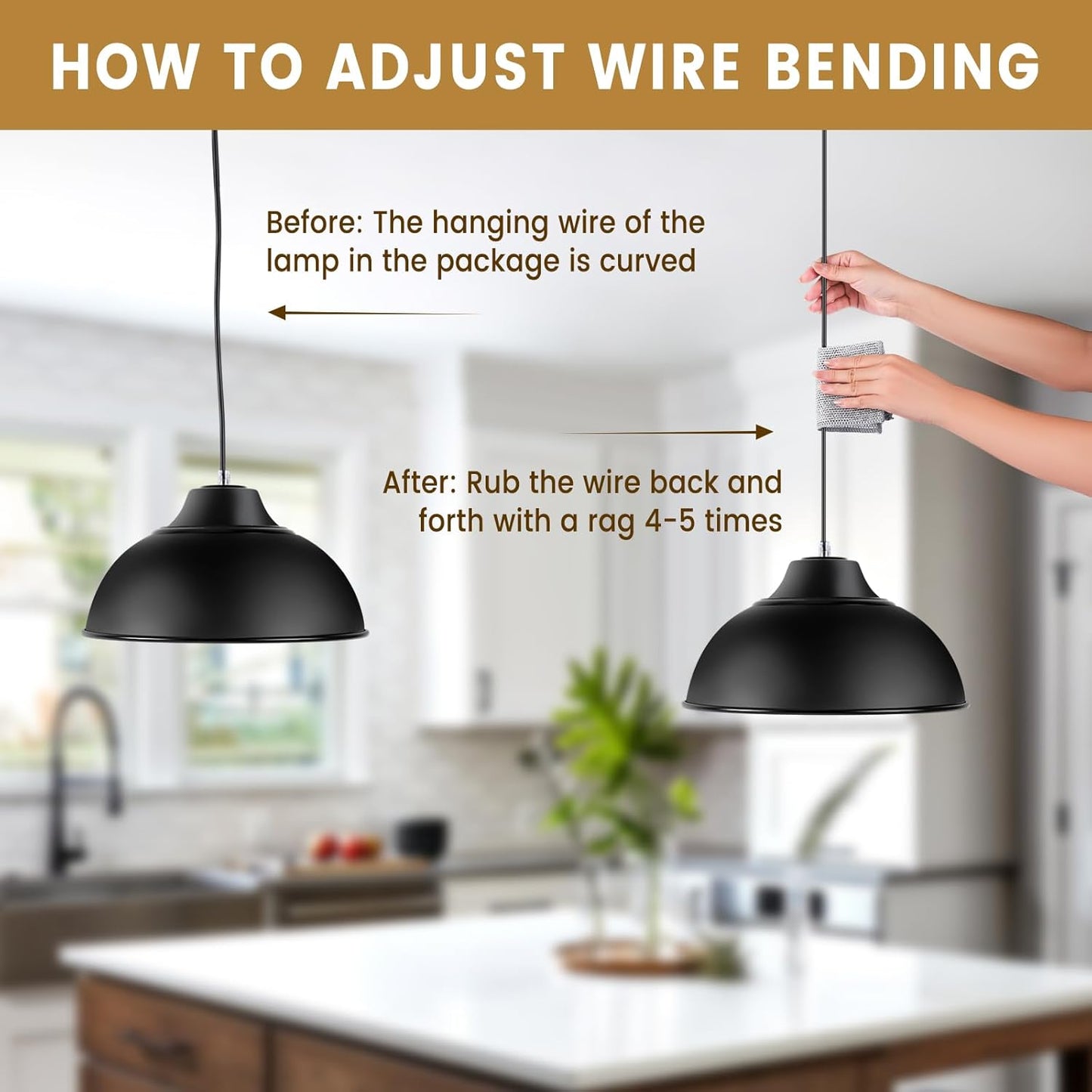 Farmhouse Pendant Lights Kitchen Island Black 12inch Hanging Light Fixture Industrial Pendant Light Fixtures for Ceiling, Living Room, Kitchen, Dining Room, Bedroom, Corridor (E26 Base) (Black)