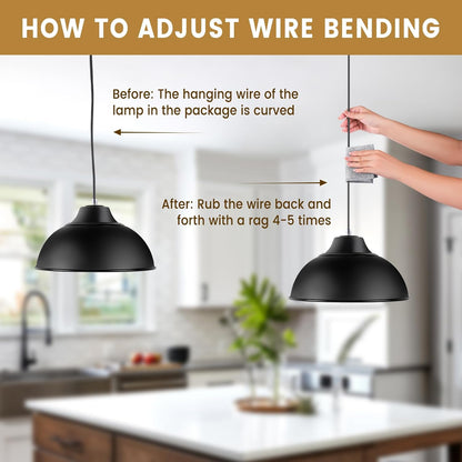 Farmhouse Pendant Lights Kitchen Island Black 12inch Hanging Light Fixture Industrial Pendant Light Fixtures for Ceiling, Living Room, Kitchen, Dining Room, Bedroom, Corridor (E26 Base) (Black)