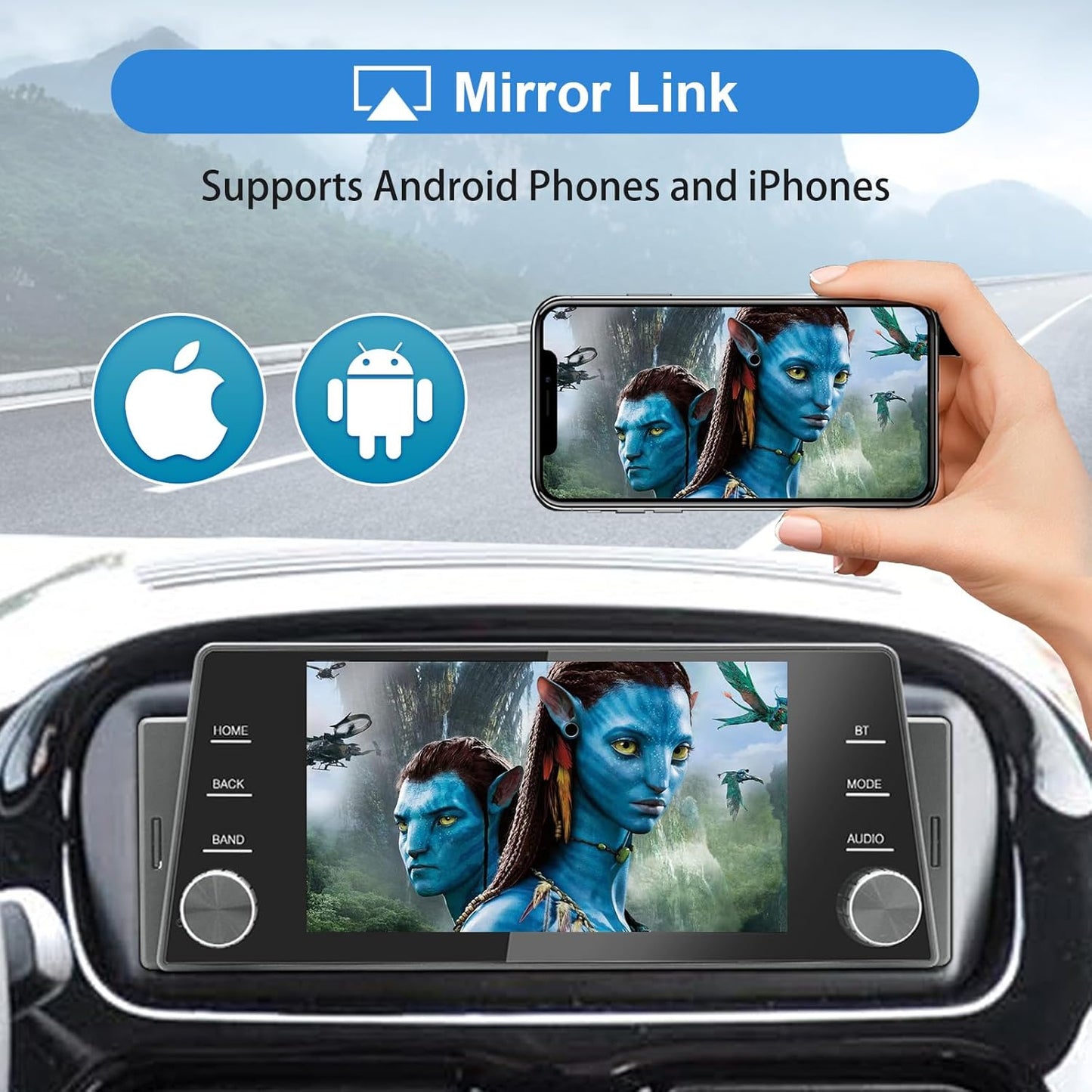 Single Din Car Radio Wireless CarPlay Wireless Android Auto, 5 Inch Touchscreen Car Stereo Head Unit with Mirror Link, GPS Navigation, USB/Bluetooth, FM Radio