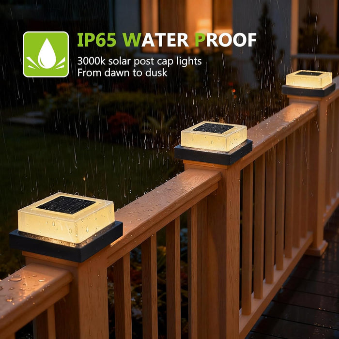 Outdoor Waterproof with Warm White Lighting Black Waterproof Cap Post Lights fit 3.5x3.5/4x4 Wooden/Vinyl Posts