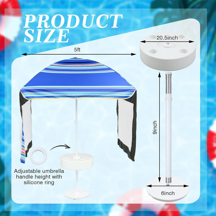 5×5ft Floating Pool Canopy for Inside of Pool Blue Stripes Swimming Tent with Floating Table for The Lake, River, Beach