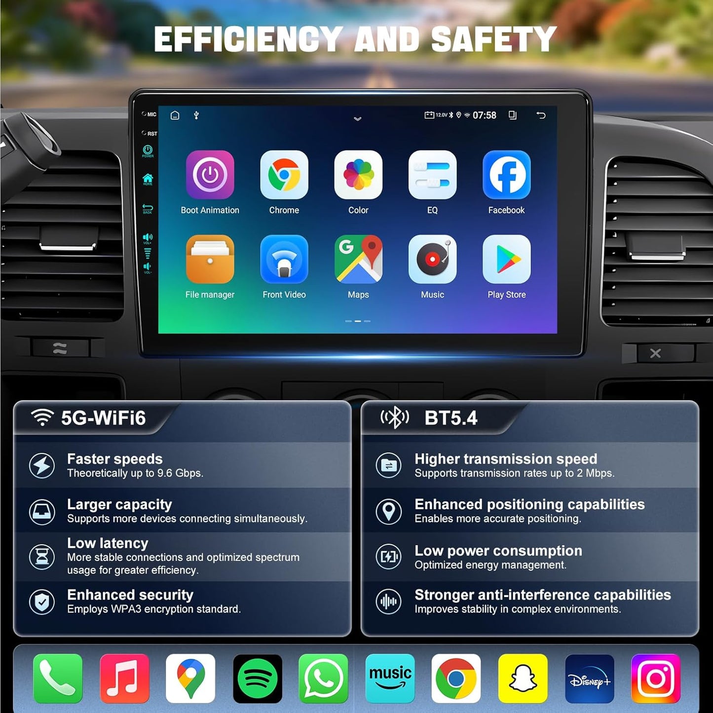 for Upgraded 10.2 Chevrolet Silverado 2007-2013 Tahoe GMC Sierra Yukon Radio, 5G-WiFi6 Wireless CarPlay Android Auto QLED Car Stereo/AM/FM/Airplay/1080P (4Ram+64Rom-HD)