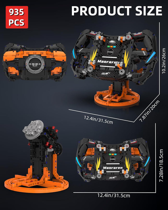 Simulator Steering Wheel Building Set,Game Simulation Racing Car Driving Wheel Block with Moving Parts, for Racing Fans, Home and Office Decoration（935 PCS）
