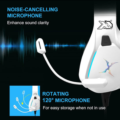 FOXXRAY BAL-67 Gaming Headset for PC, PS4, PS5, Xbox, Surround Sound Headphone with Noise Canceling Microphone, 50MM Dynamic Drivers, Wired 3.5mm Audio Jack, Breathable Mesh Ear Cushions - White