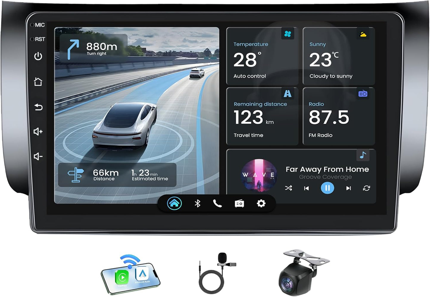 Upgrade Stereo for Nissan Sentra Radio 2013-2017: 10Inch HD Touchscreen Stereo with Wireless Carplay Android Auto Support 5G WiFi GPS Bluetooth FM SWC Mirror Link 1080P Backup Camera