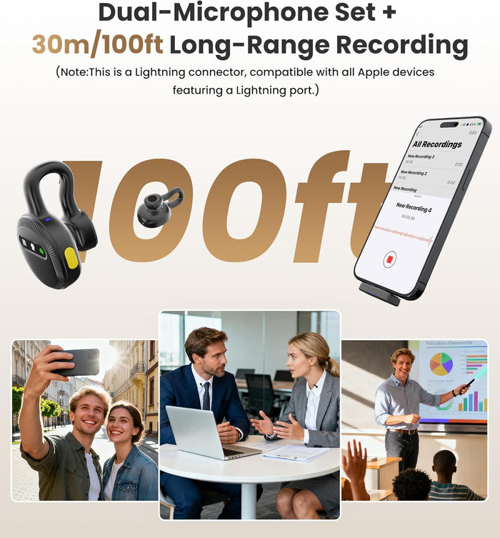 Tisino mini Wireless Lavalier Microphone for iPhone with Lighting Plug, Noise Reduction Mini Clip-on Lapel Mic with Charging Case, Portable for YouTube, TikTok, Vlog, Podcast, Interview Black