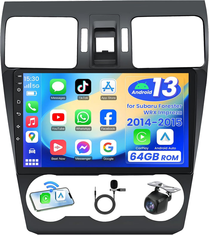 4Core Car Radio for Subaru Forester WRX Impreza 2014 2015: Wireless CarPlay&Android Auto with 9" HD Touchscreen Bluetooth WiFi GPS FM Suitable for Harman Kardon Systems 1080 Backup Camera SWC