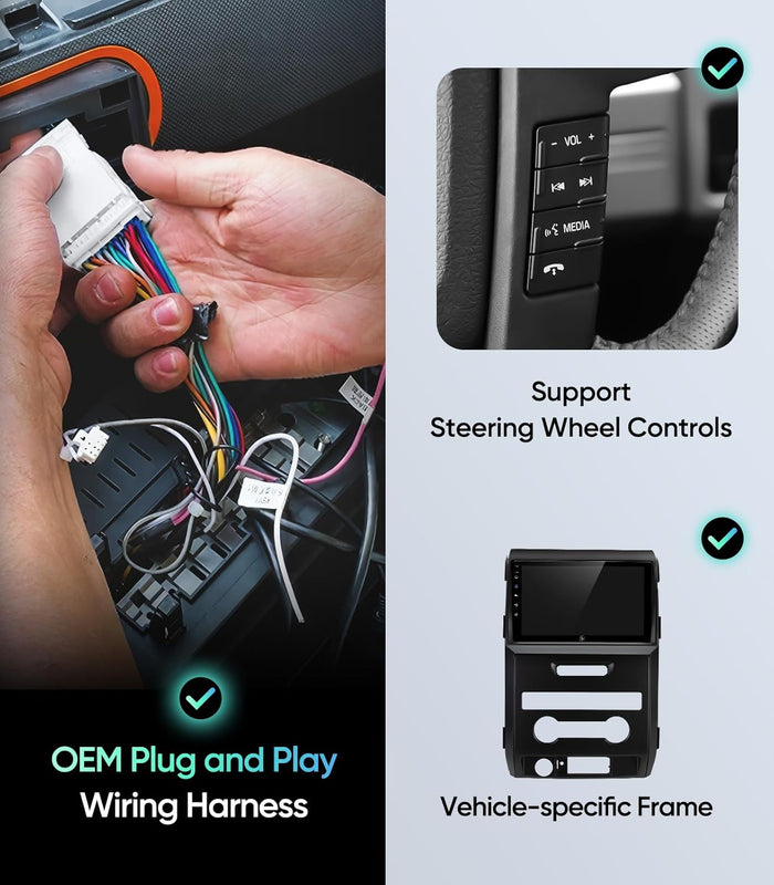 9 Inch Android Car Radio Stereo for Ford F150 2009-2012 - Wireless CarPlay & Android Auto, 5G WiFi GPS Navigation, Bluetooth Touchscreen with Backup Camera