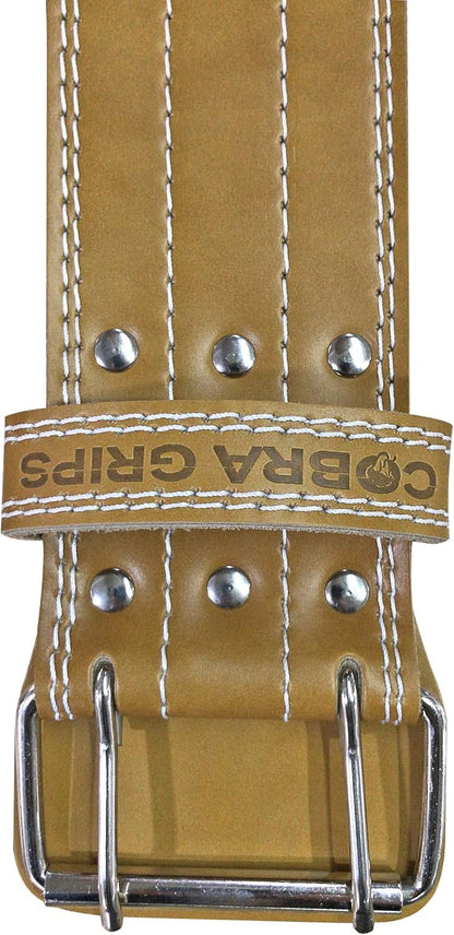 Weight Power Lifting Belt 4” Wide Cobra Grips Best Premium Genuine Leather Belt for Men & Women Adjustable Weightlifting Back Support (Brown, Medium 32"-40")