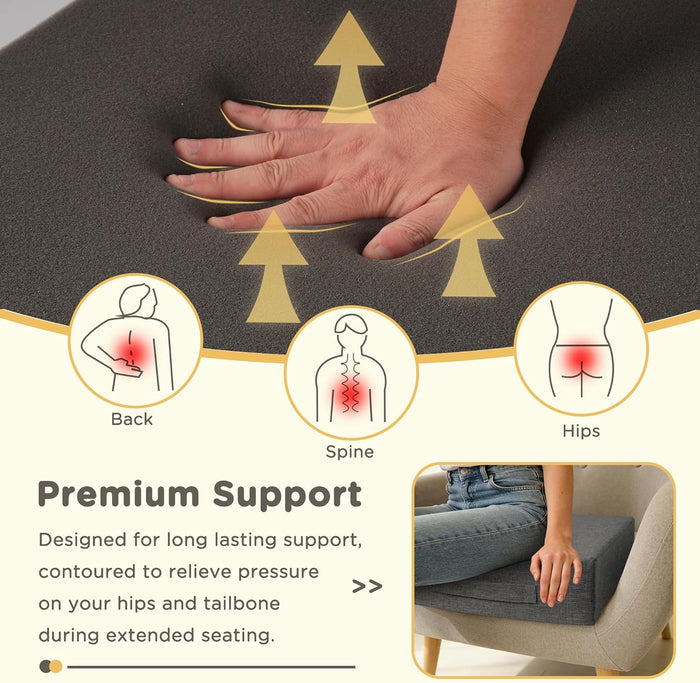 MineCozy Recliner Cushions for Elderly 20x20x4 Inch Thick Large Recliner Seat Cushion with a Handle Square Non Slip Chair Pads with Washable Cover for Couch Armchair Chairs Dark