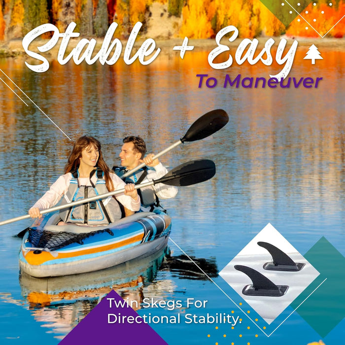 Sunlite Sports Inflatable Kayak 2 Person with Canopy, Portable Inflatable Boat with Shed & Aluminum Oars, Lightweight Tandem Kayak with Air Pump & Carry Bag for Lakes & Rivers, 400 LB