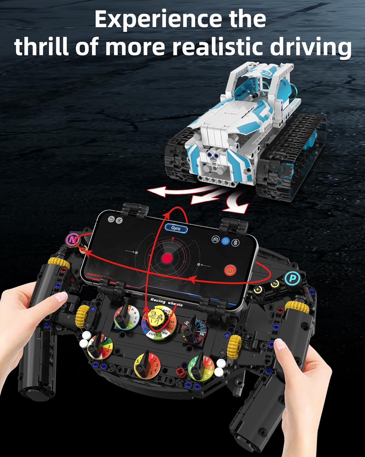 Racing Simulator Steering Wheel Building Set – for Adults & Racing Simulator Enthusiasts, with Moving Parts, for Racing Fans, Home and Office Decoration (833PCS)