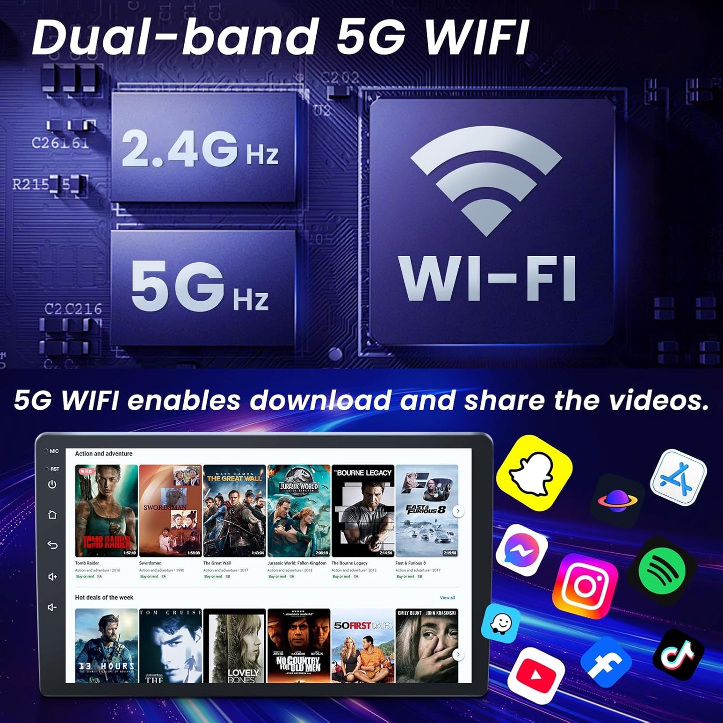 Radio Stereo Upgrade Replacement for Ford Transit 150 250 350 2015–2019: 9” IPS Touchscreen Head Unit, Wireless CarPlay Android Auto, Bluetooth 5.0 FM GPS WiFi DSP, 2GB RAM 64GB ROM