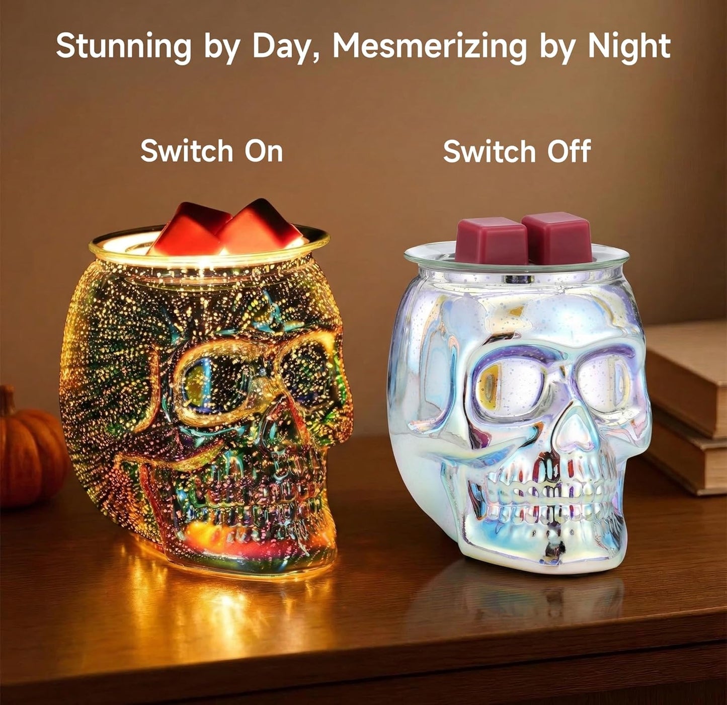 Skull Wax Melt Warmer Electric, Gothic Home Decor Night Light, Wax Burner for Scented Wax, Unique 3D Rainbow Skull Gifts
