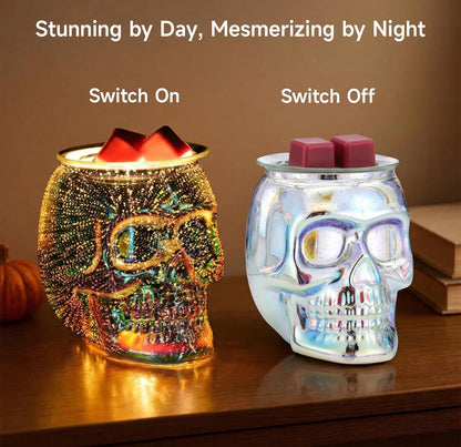 Skull Wax Melt Warmer Electric, Gothic Home Decor Night Light, Wax Burner for Scented Wax, Unique 3D Rainbow Skull Gifts