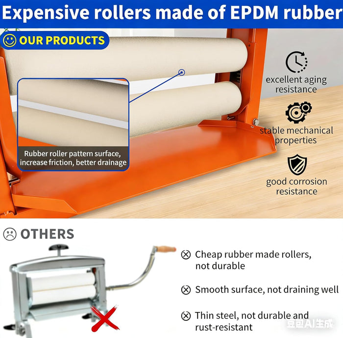Clothes Wringer - Better Moisture Removal than Portable Washing Machine/Portable Dryer - Heavy Duty Off Grid Laundry Wringer | Perfect Towel Wringer for Chamois Cloth - Orange