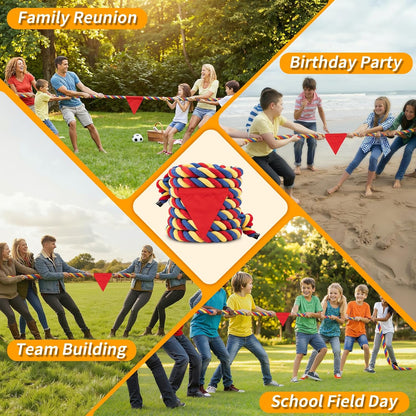 HOKINETY Tug of War Rope for Kids & Adults - 20ft Soft Cotton Outdoor Pulling Rope with Flag for Team Building Activities Field Day Family Reunions...
