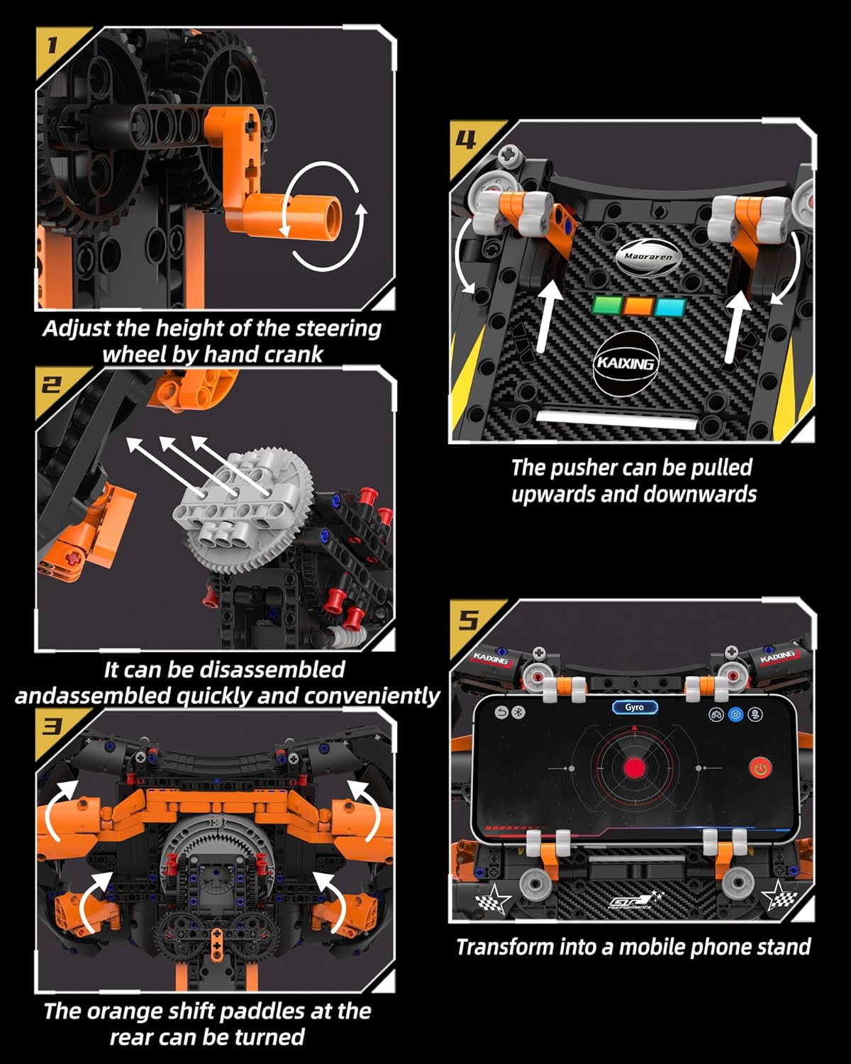 Simulator Steering Wheel Building Set,Game Simulation Racing Car Driving Wheel Block with Moving Parts, for Racing Fans, Home and Office Decoration（935 PCS）