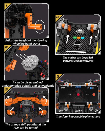 Simulator Steering Wheel Building Set,Game Simulation Racing Car Driving Wheel Block with Moving Parts, for Racing Fans, Home and Office Decoration（935 PCS）