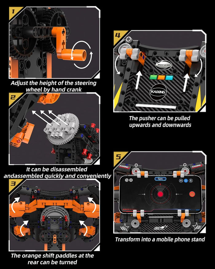 Simulator Steering Wheel Building Set,Game Simulation Racing Car Driving Wheel Block with Moving Parts, for Racing Fans, Home and Office Decoration（935 PCS）