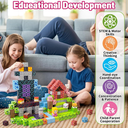 300PCS Magnetic Blocks - 0.8" Magnetic Building Blocks Toys for Kids Magnet Blocks Cubes Games Stem Building Toys Christmas Birthday Gifts Toys for Boys Girls 3 4 5 6 7 8 9 10 Years Old