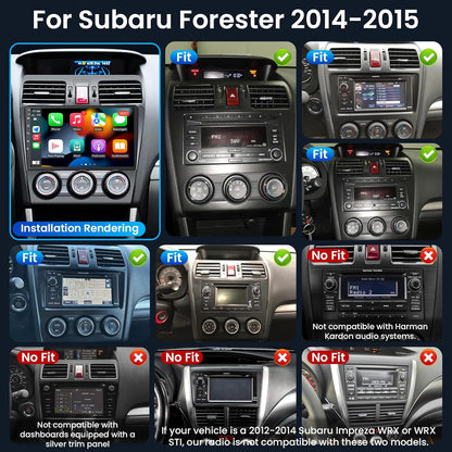 4Core Car Radio for Subaru Forester WRX Impreza 2014 2015: Wireless CarPlay&Android Auto with 9" HD Touchscreen Bluetooth WiFi GPS FM Suitable for Harman Kardon Systems 1080 Backup Camera SWC