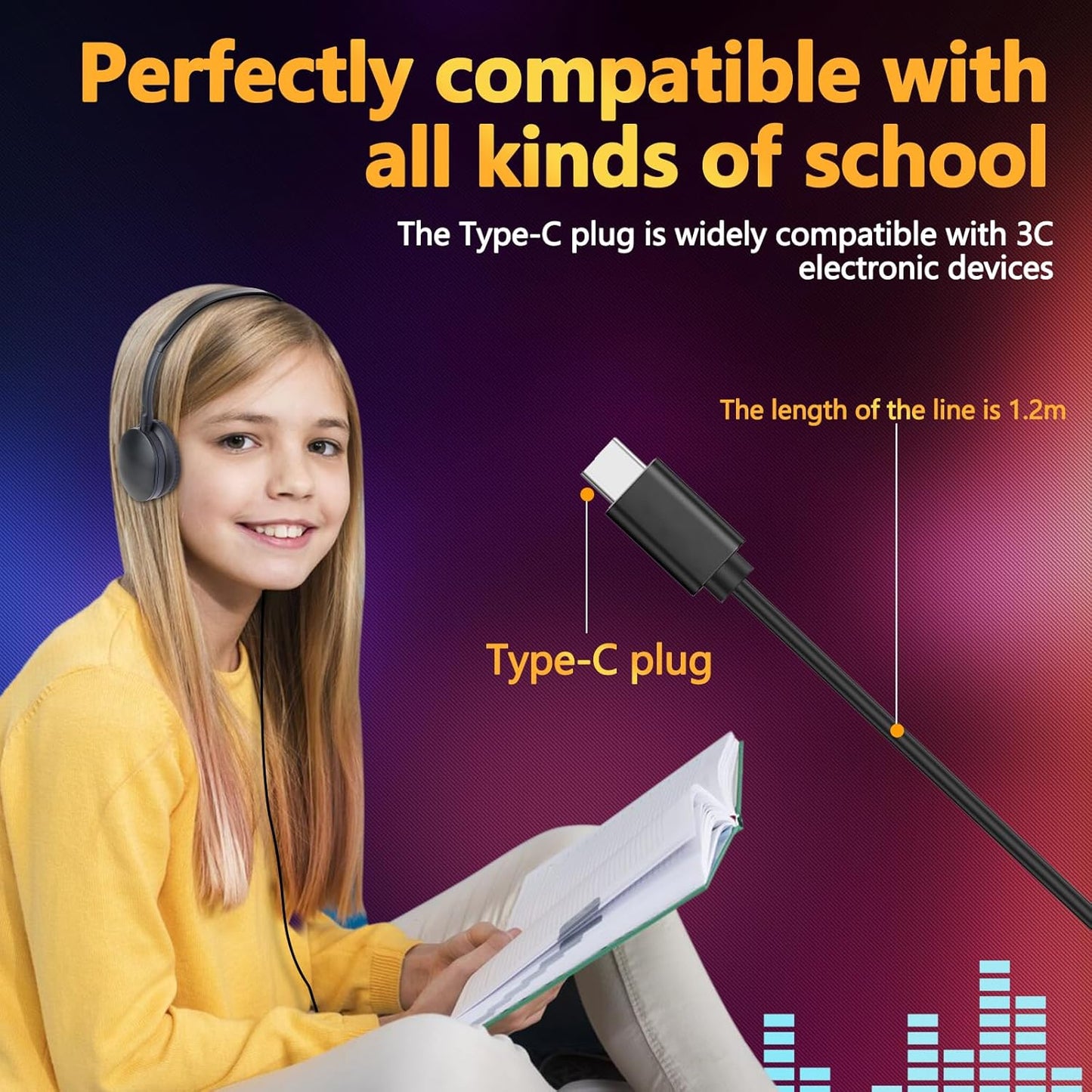 USB C Headphones Bulk 12 Pack for Classroom School Kids,USB Type C Headphones Class Set Compatible with Pad Smartphones (Black)