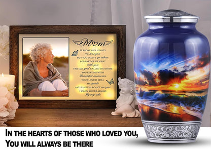 Fishing Cremation Urn for Human Ashes | Adult Cremation Urn for Ashes, Urn for Men & Women, Handmade Funeral Urns with Velvet Bag 200cubic Inch. (Blue Engraved, Adult)