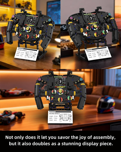 Racing Simulator Steering Wheel Building Set – for Adults & Racing Simulator Enthusiasts, with Moving Parts, for Racing Fans, Home and Office Decoration (833PCS)