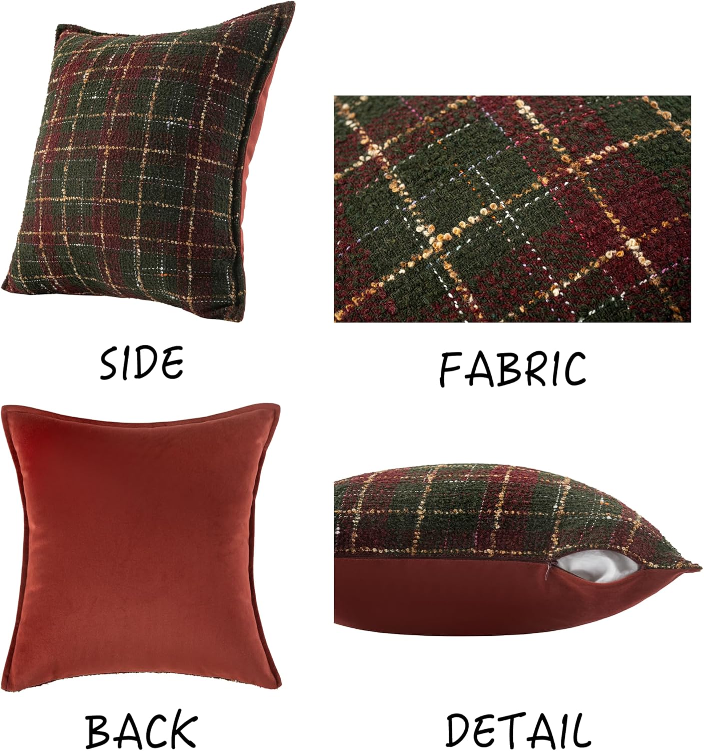 MAGOLIFE Scottish Tweed Loop Yarn Tartan Plaid Cotton Thread Tassel Throw Pillow Cover Holiday Decorative Retro Classic Cushion Pillow Case for Living Room Couch Bed Sofa Home (2 Pcs 18“x18)