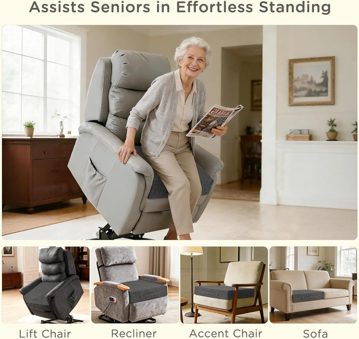 MineCozy Recliner Cushions for Elderly 20x20x4 Inch Thick Large Recliner Seat Cushion with a Handle Square Non Slip Chair Pads with Washable Cover for Couch Armchair Chairs Dark