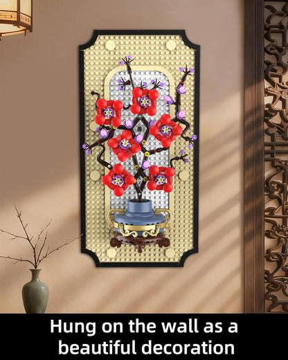 Botanicals Plum Blossom Building Set - 3D Wall Art Frame for Botanical Collection & Home Decor Wall Art Architecture Sets, Ideal Gifts for Adult, Kids Ages 8-12 (529 PCS)