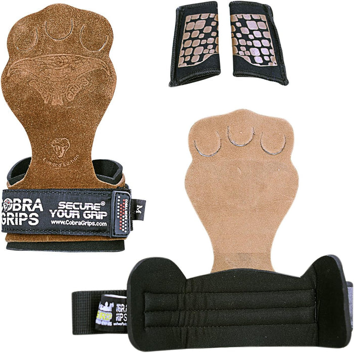 Grip Power Pads Cross Training Grips Best Gymnastics Grips Keep Your Hands Free from Blisters & Callouses Pullups Weight Lifting Chin Ups (Small 3.75"-4.25", Brown Nubuck Leather)