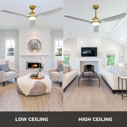 DWVO 56" Smart Ceiling Fan with Light: Silent DC Motor - White