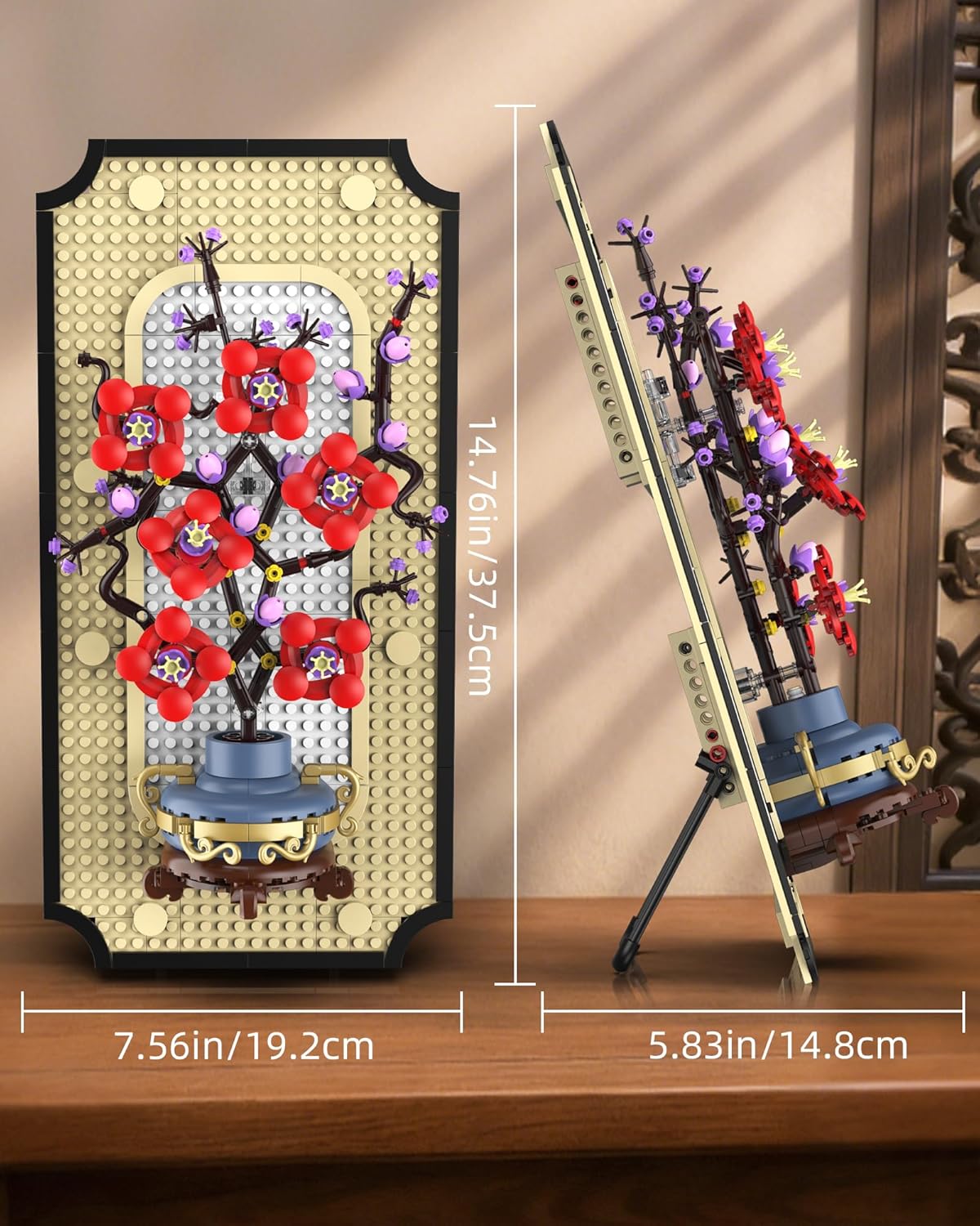 Botanicals Plum Blossom Building Set - 3D Wall Art Frame for Botanical Collection & Home Decor Wall Art Architecture Sets, Ideal Gifts for Adult, Kids Ages 8-12 (529 PCS)