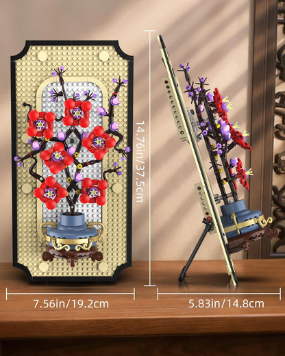 Botanicals Plum Blossom Building Set - 3D Wall Art Frame for Botanical Collection & Home Decor Wall Art Architecture Sets, Ideal Gifts for Adult, Kids Ages 8-12 (529 PCS)