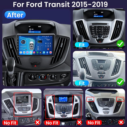 Radio Stereo Upgrade Replacement for Ford Transit 150 250 350 2015–2019: 9” IPS Touchscreen Head Unit, Wireless CarPlay Android Auto, Bluetooth 5.0 FM GPS WiFi DSP, 2GB RAM 64GB ROM