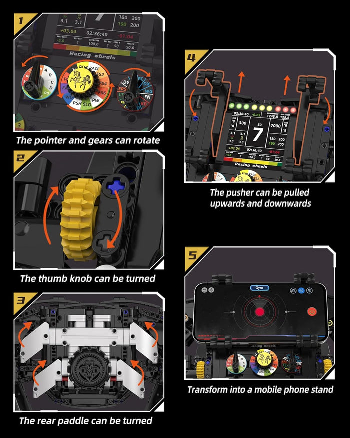Racing Simulator Steering Wheel Building Set – for Adults & Racing Simulator Enthusiasts, with Moving Parts, for Racing Fans, Home and Office Decoration (833PCS)