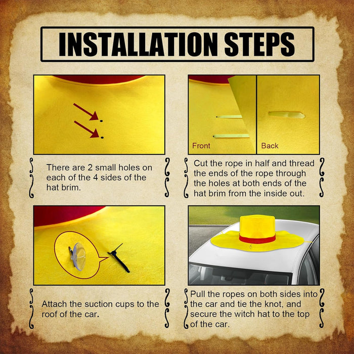 Halloween Anime one Piece Cap Car Decoration,46 Inch 2025 Giant Oversized Straw Hat Yellow Felt for Car, with Gold Strip Decoration Halloween Party Trunk or Treat Decor (yellow-46inch)