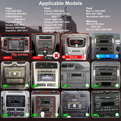 Upgrade Car Radio for Ford F250/F350 2006-2016, F-150 F150 2004-2008, Mercury Milan 2006-2009, Shelby GT500 2007-2009, 7 Inch Touch Screen Stereo with Wireless Carplay Android Auto GPS FM WiFi Camera