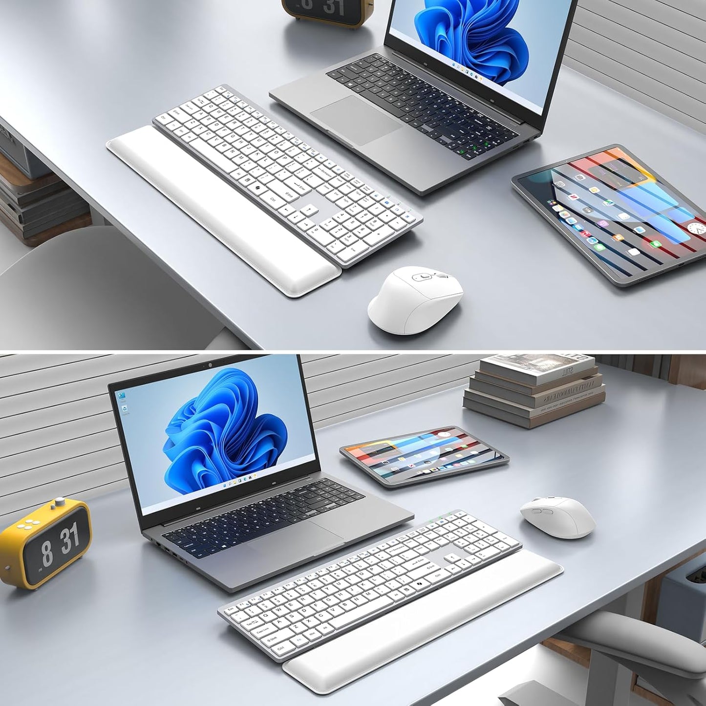 Wireless Keyboard and Mouse Combo, Full Size Silent Ultra Thin Keyboard with Magnetic Wrist Rest, Optical Mouse, 2.4G Lag-Free Cordless Mice Keyboard Set for Computer, Mac, Laptop, PC, Windows Brand: EAYBLLY