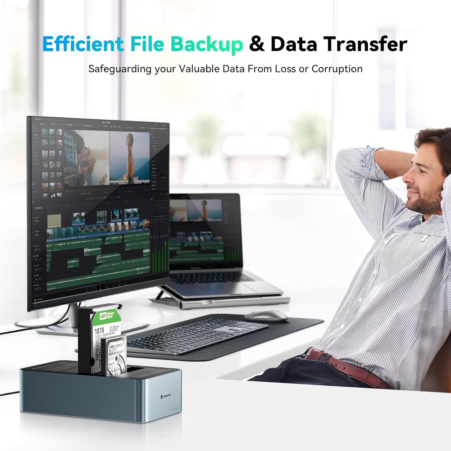 Yottamaster 5 Bay Hard Drive Docking Station Aluminum for 2.5''/3.5'' SATA SSD/HDD, USB 3.2 Gen1 Hard Drive Cloner Duplicator, Supports UASP and Up to 90TB (5x18TB) for 1-to-4 Offline Cloning (KB500)