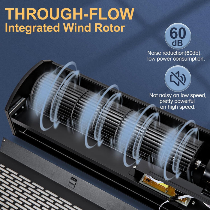 Air Curtain Black 36 Inch 2 Speeds Remote Control Air Curtain Super Power,Door Blower to Keep Flies Out,Magnetic Door Switch Air Curtains for Doors Commercial,Household Unheated,All-copper wire motors