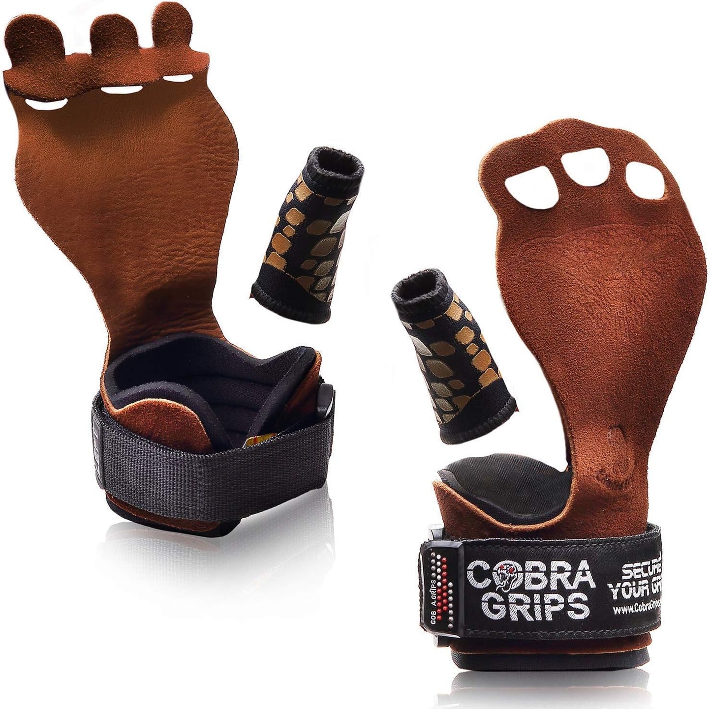 Grip Power Pads Cross Training Grips Best Gymnastics Grips Keep Your Hands Free from Blisters & Callouses Pullups Weight Lifting Chin Ups (Small 3.75"-4.25", Brown Nubuck Leather)