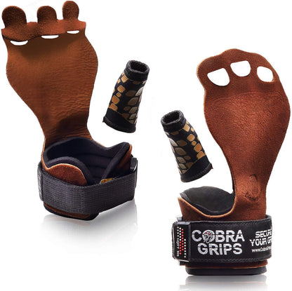 Grip Power Pads Cross Training Grips Best Gymnastics Grips Keep Your Hands Free from Blisters & Callouses Pullups Weight Lifting Chin Ups (Small 3.75"-4.25", Brown Nubuck Leather)