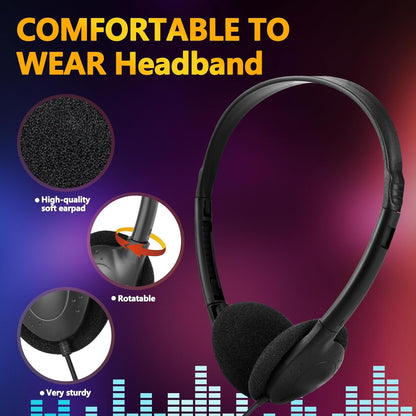 USB C Headphones Bulk 12 Pack for Classroom School Kids,USB Type C Headphones Class Set Compatible with Pad Smartphones (Black)