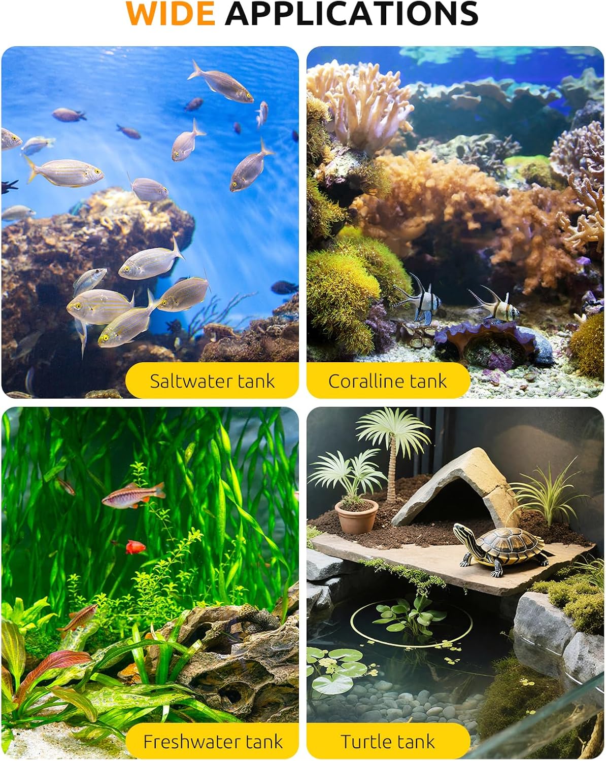 SEAOURA Aquarium Heater, 300W Fish Tank Heater for 50-60 Gallon, Submersible Heater for Fish Tank with Over-Temperature Protection, Automatic Power-Off, Saltwater Freshwater