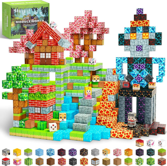 300PCS Magnetic Blocks - 0.8" Magnetic Building Blocks Toys for Kids Magnet Blocks Cubes Games Stem Building Toys Christmas Birthday Gifts Toys for Boys Girls 3 4 5 6 7 8 9 10 Years Old