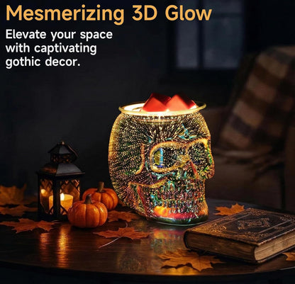 Skull Wax Melt Warmer Electric, Gothic Home Decor Night Light, Wax Burner for Scented Wax, Unique 3D Rainbow Skull Gifts